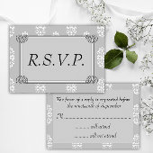 Silver Damask Wedding RSVP