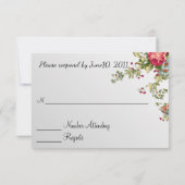 Silver Damask Wedding RSVP Floral (Achterkant)
