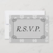 Silver Damask Wedding RSVP Kaartje (Voorkant)