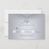Silver Damask Wedding RSVP Response Kaart (Voorkant)