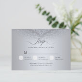 Silver Damask Wedding RSVP Response Kaart (Staand voorkant)