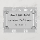 Silver Damask Wedding Save the Date Aankondigingskaart (Voorkant)