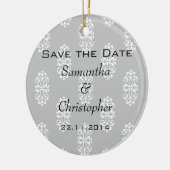Silver Damask Wedding Save the Date Keramisch Ornament (Links)