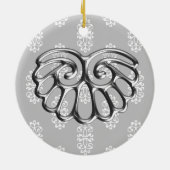 Silver Damask Wedding Save the Date Keramisch Ornament (Achterkant)