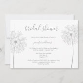 Silver Dandelion floral bridale doucheuitnodiginge Kaart (Voorkant)