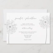 Silver dandelion floral bruiloft kaart (Voorkant)