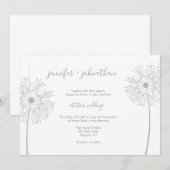 Silver dandelion floral bruiloft kaart (Voorkant / Achterkant)