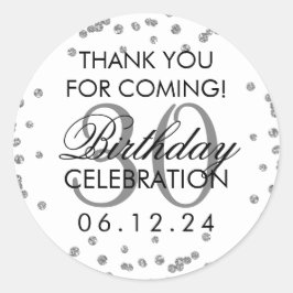 Silver Dank u 30e verjaardag Glitter Confetti Ronde Sticker