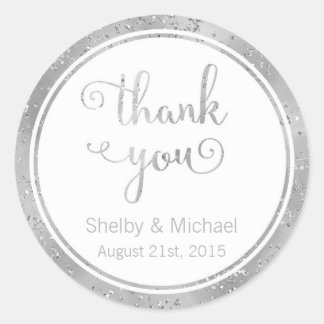 Silver dank u aangepaste tekst gepersonaliseerde S Ronde Sticker