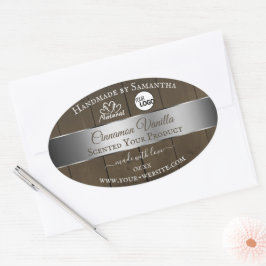 Silver Dark Brown Wood Grain Product Labels Logo