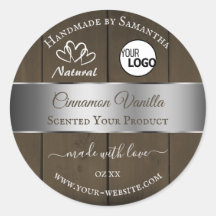 Silver Dark Brown Wood Grain Product Labels Logo