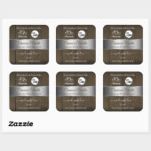 Silver Dark Brown Wood Grain Product Labels Logo (Vel)
