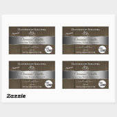 Silver Dark Brown Wood Grain Product Labels Logo (Vel)