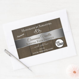 Silver Dark Brown Wood Grain Product Labels Logo