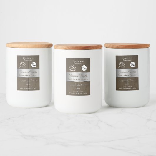 Silver Dark Brown Wood Grain Product Labels Logo Voedselcontainer Etiket (Flessen)