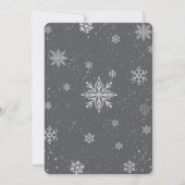 Silver Dark Grey Winter Snowflake Baby Shower Kaart (Achterkant)