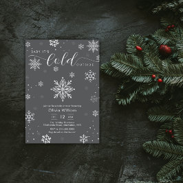 Silver Dark Grey Winter Snowflake Baby Shower  Kaart