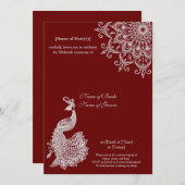  Silver Dark Red Mehendi Henna Indian Kaart (Voorkant / Achterkant)