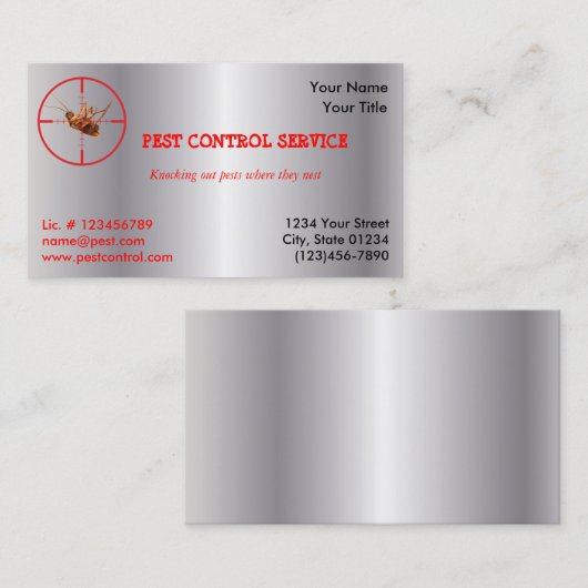 Silver Dead Roach Pest Service 1 Sided v2 Visitekaartje (Voorkant / Achterkant)