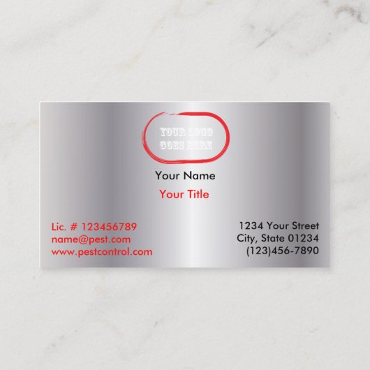 Silver Dead Roach Pest Service 2 Sided Visitekaartje (Achterkant)