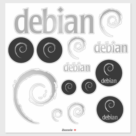 Silver Debian Linux Logos Sticker (Vel)