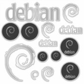 Silver Debian Linux Logos Sticker (Voorkant)