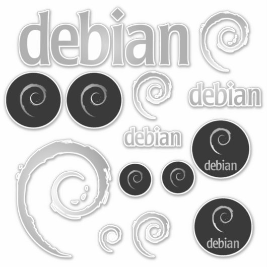 Silver Debian Linux Logos Sticker (Voorkant)