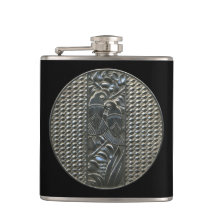 Silver Deco Lovebird Flask