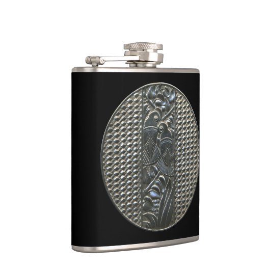 Silver Deco Lovebird Flask Heupfles (Rechts)