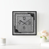 Silver deco vierkante klok (Huis)