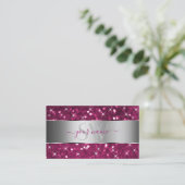 Silver Decor Roze Glitter Sparking Stars Initialen Visitekaartje (Staand voorkant)