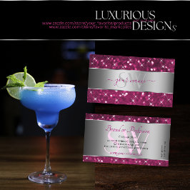 Silver Decor Roze Glitter Sparking Stars Initialen Visitekaartje