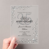 Silver Decoration 25th Wedding Jubileum Acryl Uitnodigingen (Insitu (Draagbaar))