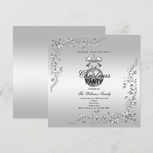 Silver Decoration Kerstmis Bauble Kaart (Voorkant / Achterkant)