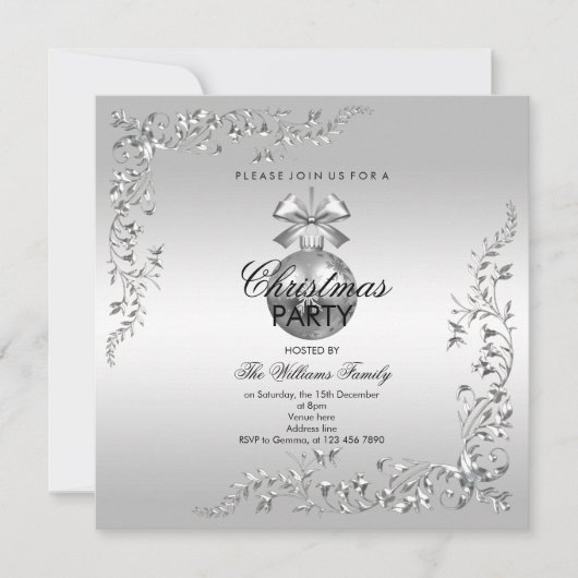 Silver Decoration Kerstmis Bauble Kaart (Voorkant)