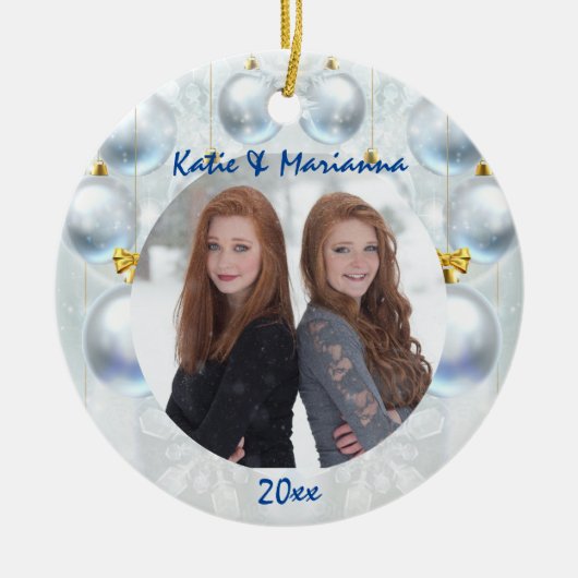 Silver Decorative Balls Kerstmis Keramisch Ornament (Voorkant)