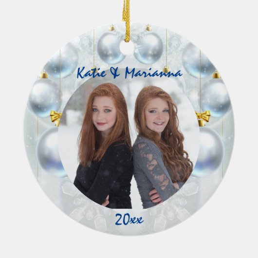 Silver Decorative Balls Kerstmis Keramisch Ornament (Achterkant)