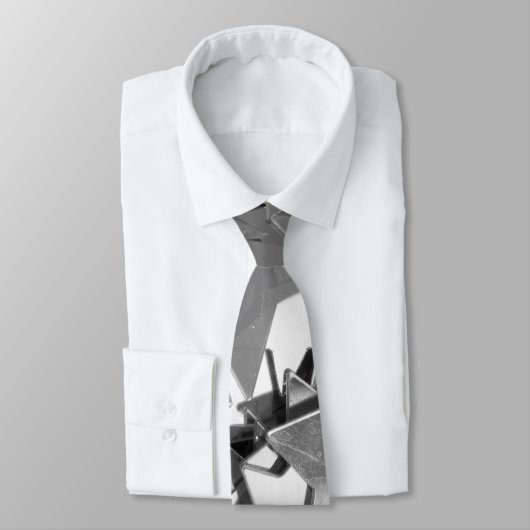 Silver Decorative Stars Stropdas (Gebonden)