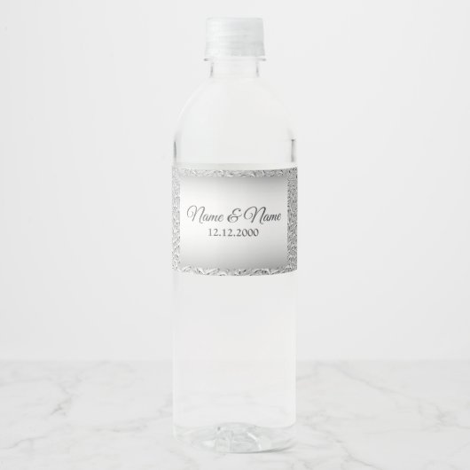 Silver Decorative Water Flacon Label Waterfles Etiket (Voorkant)