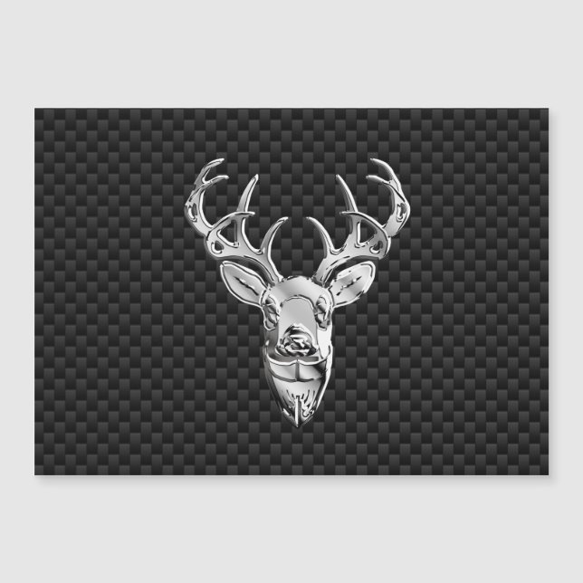 Silver Deer Buck op Carbon Fibre Style Print (Voorkant)