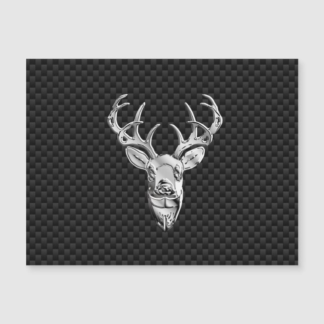 Silver Deer Buck op Carbon Fibre Style Print (Voorkant)