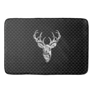 Silver Deer Buck op Carbon Fibre Style Print Badmat