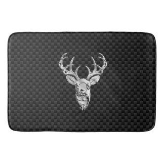 Silver Deer Buck op Carbon Fibre Style Print Badmat