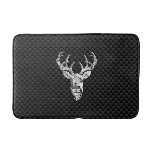 Silver Deer Buck op Carbon Fibre Style Print Badmat