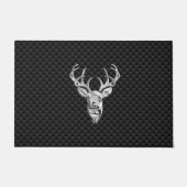 Silver Deer Buck op Carbon Fibre Style Print Deurmat (Voorkant)