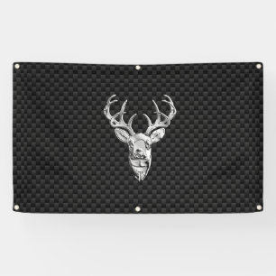 Silver Deer Buck op Carbon Fibre Style Print Spandoek