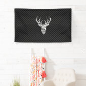 Silver Deer Buck op Carbon Fibre Style Print Spandoek (Insitu)