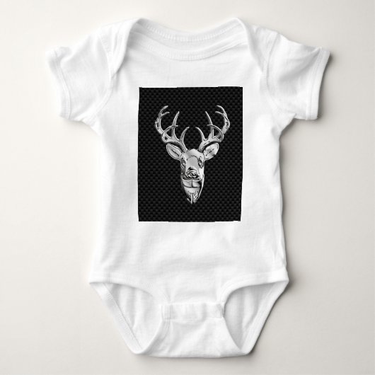 Silver Deer Buck op koolstofvezelstijldecor Romper (Voorkant)