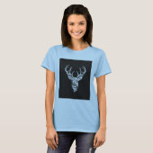 Silver Deer Buck op koolstofvezelstijldecor T-shirt (Voorkant volledig)