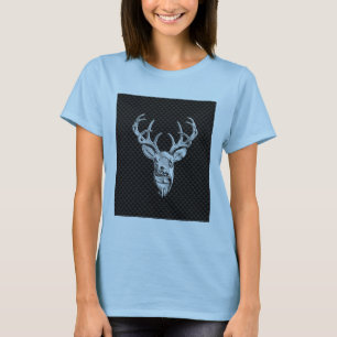 Silver Deer Buck op koolstofvezelstijldecor T-shirt